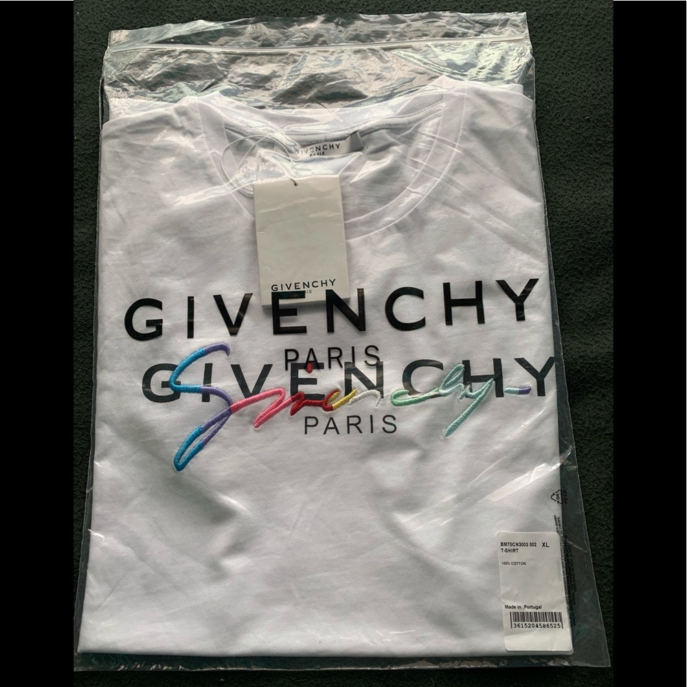 Givenchy Rainbow Script White T-Shirt XL